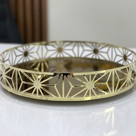 تصویر سینی کف آیینه ای طلایی 