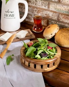 تصویر سبد سبزی گرد چوبی اماهوم GREENS ROUND سبد (نان و سبزی)چوبی با یکسال ضمانت