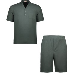 تصویر ست تیشرت و شلوارک مردانه مادر مدل Toni رنگ سبز 