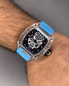 تصویر ریچارد میل صفحه اسکلتون - بند رابر آبی - Richard Mille 