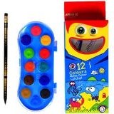 تصویر آبرنگ 12 رنگ مدل آریا به همراه یک عدد مداد ذغالی آدل 