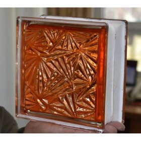 تصویر بلوک شیشه ای کاوه مدل گل یخ رنگ نارنجی(تزریقی) 
