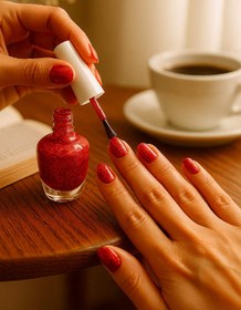 تصویر لاک اکلیلی گیاهی رنگ قرمز 