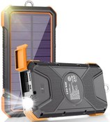 تصویر Solar Power Bank 26800mAh, Wireless Solar Charger 18W USB C Output Input Fast Charging, External Battery Pack Compatible with iPhone Galaxy &amp; All QI Enabled Devices for Outdoors (Orange) 