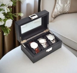 تصویر جعبه ساعت فیبر کربن 3 خانه کد 1000 3 piece fiber carbon watch box code 1000