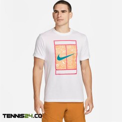 تصویر تیشرت تنیس مردانه نایک NikeCourt Dri-FIT- سفید/نارنجی Tennis Tshirt Men NikeCourt Dri-FIT-White