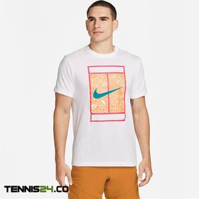 تصویر تیشرت تنیس مردانه نایک NikeCourt Dri-FIT- سفید/نارنجی 