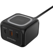 تصویر هاب شارژر رومیزی پرودو Porodo Desktop Charger with Wireless Charger - شش ماهه تعویض اورجیلند 