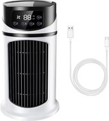 تصویر کولر قابل حمل، پنکه بی‌صدای قابل حمل، پنکه ایستاده بدون پره نوسانی بی‌صدا با تایمر 6 سرعت باد، فن خنک‌کننده رومیزی، کولر گازی سفید Portable Air Conditioner Fan Portable Quiet Fan Portable Quiet Oscillating Floor Standing Bladeless Fan with 6 Wind Speeds Timer Cooling Fan Table Air Conditioner White