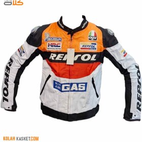 تصویر کاپشن موتور سواری رپسول برزنتی چهار فصل HONDA REPSOL HONDA canvas motorcycle jacket for 4 seasons