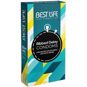 تصویر کاندوم تاخیری شیاردار بست لایف Ribbed Delay بسته ۱۲ عددی ارسال رایگان 