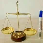 تصویر ترازوی عدالت برنجی 7 وزنه ارسال رایگان 