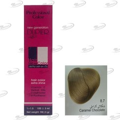 تصویر رنگ مو دوپیر شکلاتی کاراملی شماره 8.7 