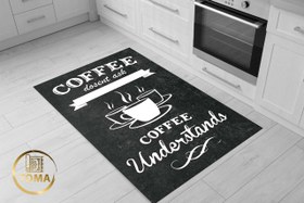 تصویر فرشینه آشپزخانه طرح قهوه نمیپرسه قهوه میفهمه kitchen rug ‌coffee understands