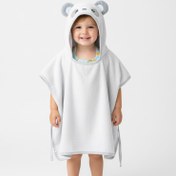 تصویر حوله تن پوش بچگانه پانچو عروسکی طرح bear سفید 