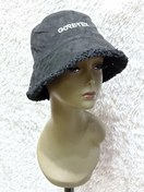 تصویر کلاه باکت دو رو طرح ساده و خز دار - رنگ مشکی 