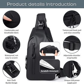 تصویر Crossbody Sling Bag VUCATIN Body Chest Shoulder Bag for Men Women Casual Shoulder Backpack Bag Waterproof Leather Chest Casual Daypack with Usb Charging Port for Travel Hiking - ارسال 15 الی 20 روز کاری 