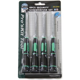 تصویر ست 4 عددی پیچ گوشتی دوشاخ(وسط چاک)پروسکیت ProsKit SD-2404 screwdriver