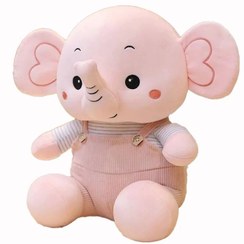 تصویر عروسک مدل فیل دو بندی گوش قلبی کد S23 ارتفاع 30 سانتی متر - طوسی فیلی 