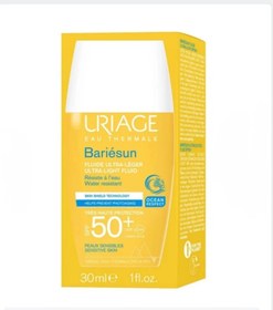 تصویر ضد آفتاب فلوئیدی اوریاژ URIAGE مدل باریسان BARIESUN حاوی +SPF50 حجم 30 میل | بدون رنگ، جوانساز 