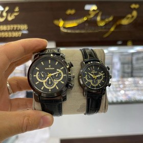 تصویر ساعت طرح سه موتور سه موتور پایین طرح کوکو ست - مشکی / زنانه The watch with three motors design is the bottom three motors design of Coco