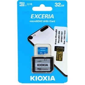 تصویر رم میکرو ۳۲ گیگ کیوکسیا Kioxia EXCERIA U1 C10 100MB/s + خشاب KIOXIA EXCERIA 32GB U1 C10 100MB/S MICROSDHC MEMORY CARD WITH ADAPTER