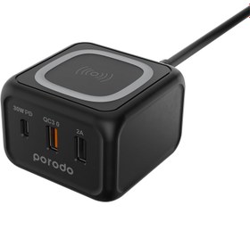 تصویر شارژر رومیزی و شارژر وایرلس فست شارژ پورودو Porodo Desktop Charger Fast Wireless Charging PD-FWCH005 