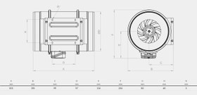 تصویر میکس فن بین کانالی مدل BMFX-100 IN LINE DUCT FANS MIXED FLOW