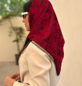 تصویر روسری دورو بته جقه - ۱۰۵ / سورمه ای 