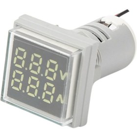 تصویر ولت‌متر آمپر‌‌متر AC چراغ سیگنالی 500V 100A رو پنلی مربعی (سفید) 