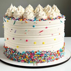 تصویر کیک تولد،ساده،شیک،خامه ای فوندانت، کیک تولد 