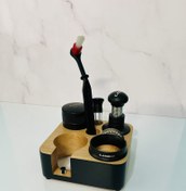 تصویر پک لوازم جانبی قهوه ساز با استند چوبی 