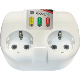 تصویر محافظ برق نیکولا یخچالی ۱/۵متری 2-socket refrigerator protector with ground connection