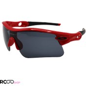 تصویر عینک ورزشی اوکلی OAKLEY نیم فریم و قرمز رنگ با عدسی دودی تیره مدل 9164 