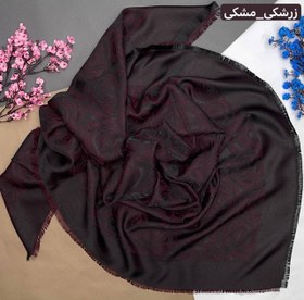 تصویر روسری نخ ابریشم ژاکارد - مشکی / ۱۴۰ سانت 