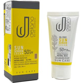 تصویر کرم ضد آفتاب رنگی مناسب پوست چرب فاقد چربی بژ طبیعی اس پی اف 50 دلانو Delano Sunscreen SPF 50+ Natural Beige Oil Free 50ml 