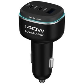 تصویر شارژر فندکی 140 وات پاورولوژی مدل PCCSR025 Powerology 140W Triple-Port High-Power Car Charger PCCSR025