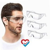 تصویر عینک ایمنی بغل کرکره ای تک پلاست سفید (بسته ۱۲ عددی) glasses-tak plast