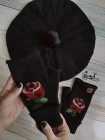 تصویر ست کلاه و دستکش " رز " 