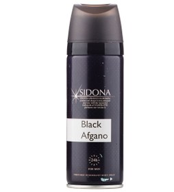 تصویر اسپری دئودورانت مردانه مدل Black Afgano حجم 200میل سیدونا Sidona Body Spray Black Afgano For Men 200ml