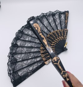 تصویر بادبزن توری مشکی کد 715 