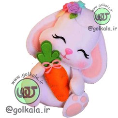 تصویر عروسک خرگوش نمدی سایز ۱۵ سانت طرح هویج 