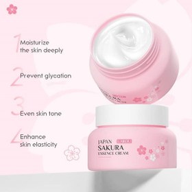 تصویر کرم آبرسان ساکورا شکوفه گیلاس ژاپنی روشن‌کننده،مغذی پوست لایکو LAIKOU Japan Sakura Essence Cream