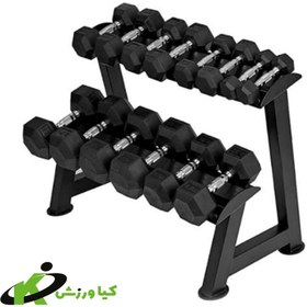 تصویر رک دمبل دو طبقه dumbbell rack kv1234 Two-story dumbbell rack kv1234