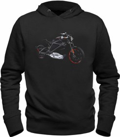 تصویر سویشرت مشکی با طرح تصویر موتور سوار برند alfa tshirt Motorcycle Rider Picture Printed Black Sweatshirt