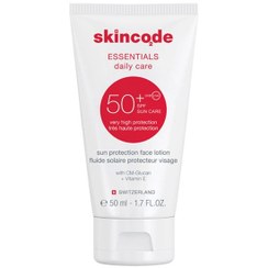 تصویر لوسیون ضد آفتاب بی‌ رنگ فاقد چربی +SPF50 اسکین کد Skin Code Sun Protection Face Lotion