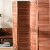 تصویر پارتیشن چوبی تاشو چند پانل | جداکننده اتاق ۲۰۰*۵۰ سانتیمتر | هاما چوب P50200 - دو لنگه / قهوه ای تیره 