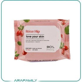 تصویر دستمال مرطوب بیول مدل Rose Hip بسته 20 عددی 