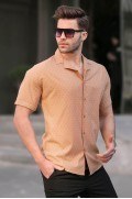 تصویر پیراهن مردانه آستین کوتاه 100% نخی Camel Slim Fit 5585 مردانه موی شتری ال سی وایکیکی 