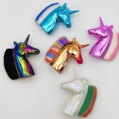 تصویر براش ناخن یونیکورن طرح کرومی و مسی 